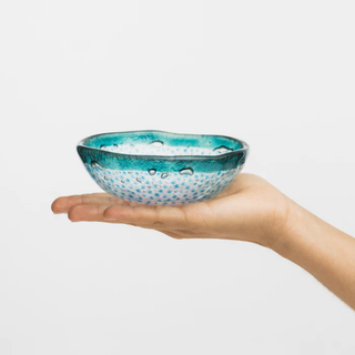 Floating Hues Glass Bowl Pink Green & Blue