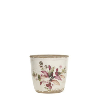 Cream Floral Planter with Floral Motif
