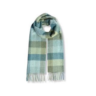 Foxford Green and Blue Check Lambwool Scarf