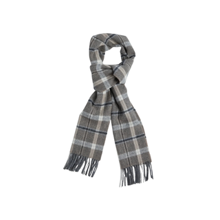 Foxford Lambswool Scarf Grey and Mink Check