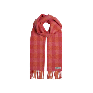 Foxford Orange & Pink Check Lambswool Scarf