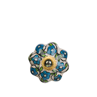 Furniture Knob Blue, Cream & White