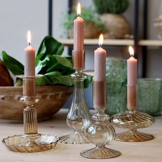 Glass Candlestick Amber