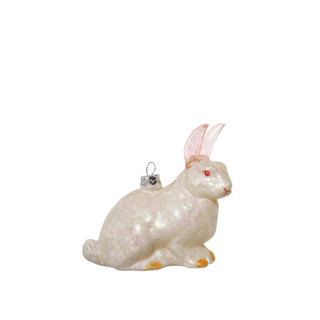 Glass white Rabbit Christmas Decoration