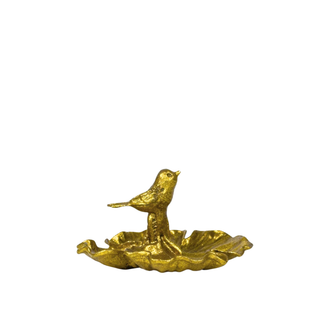 Clover Dish with Bird Gold