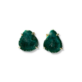 Aria V Geode Tassel Earrings Green