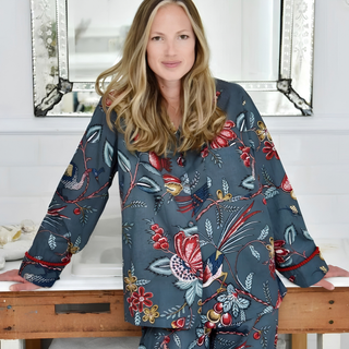 Powell Craft Pyjamas Grey Fruit Bird Print