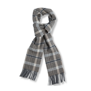 Foxford Grey and Mink Check Lambswool Scarf