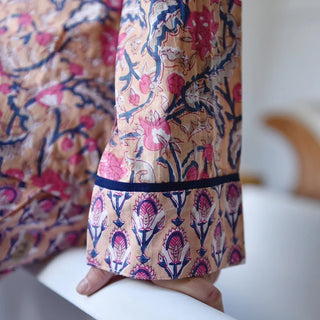 Powell Craft Pyjama Apricot Navy and Persian Red
