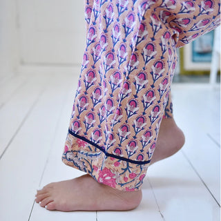 Powell Craft Pyjama Apricot Navy and Persian Red