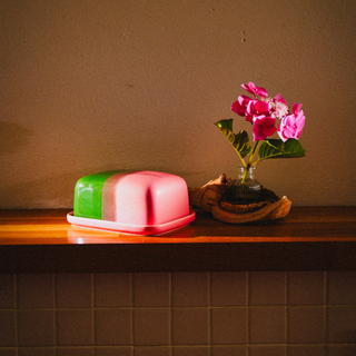 Industrial Look Butter Dish Green and Pink