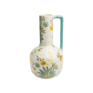 Large Vase with Flower Motif Blue & Yellow