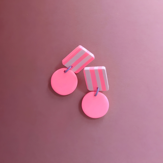 Studio Canty Lollipop Neon Pink & Rose Earrings