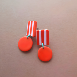 Studio Canty Lollipop Orange Red & Rose Earrings