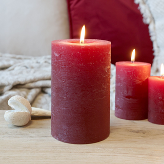 Macon Pillar Candle Rustic Dark Red