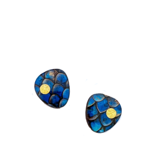 The Messy Brunette Mermaid Scale Studs Navy Blue