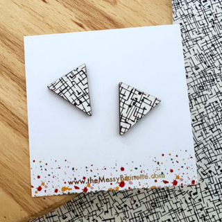 The Messy Brunette Monchrome Large Triangle Studs