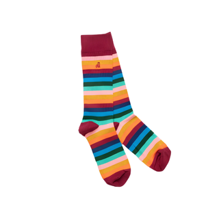 Swole Panda Mens Socks Multi Fine Striped