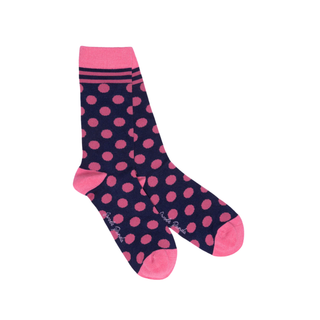Swole Panda Women's Socks  Navy & Pink Polka Dot