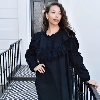 Powell Craft Nightdress 3/4 sleeves Victorian Style Black