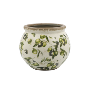 Round Planter with Olive Pattern