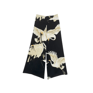 One Hundred Stars Palazzo Trousers Stork Satin Black