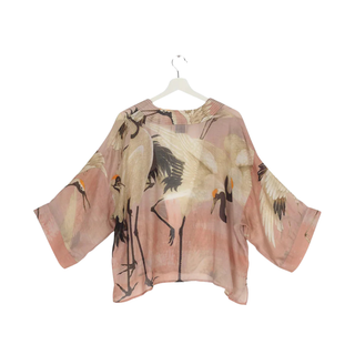 One Hundred Stars Short Kimono Stork Plaster Pink