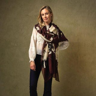 One Hundred Stars Stork Burgundy Scarf