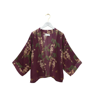 One Hundred Stars Wool Kimono Wisteria Plum