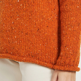 Aran Ladies Roll Neck Raglan Orange - Medium