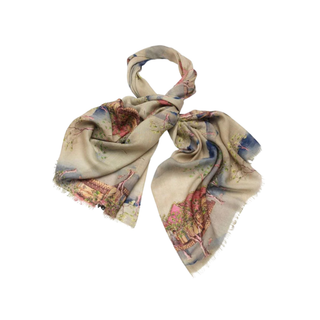 One Hundred Stars Scarf Oriental Landscape Grey