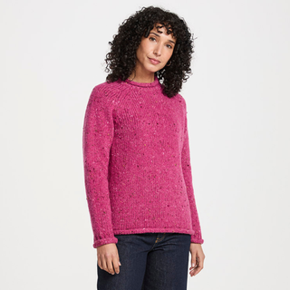 Aran Ladies Roll Neck Sweater Pink - Small