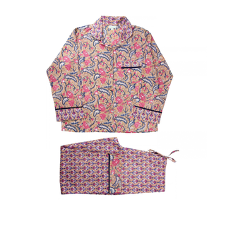 Powell Craft Pyjama Apricot Navy and Persian Red