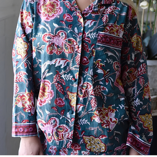 Powell Craft Pyjama Set Pine Green and Red Pink