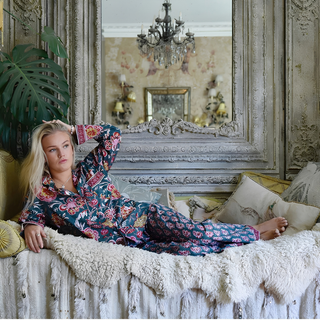 Powell Craft Pyjama Set Pine Green and Red Pink