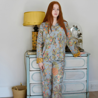 Powell Craft Pyjamas Grey Coral and Mustard