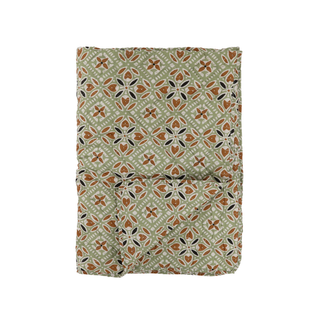 Quilted Throw with Batik Pattern Green & Terracott