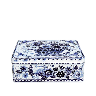 Rectangle Tin with Blue Flowers