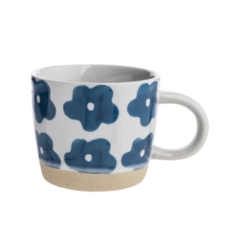 Rustic Cup Blue Flowers