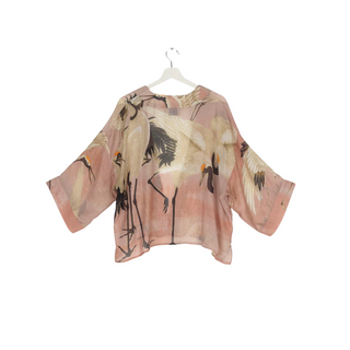 One Hundred Stars Short Kimono Stork Plaster Pink