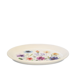 Serving Plate with Wild Flowers Motif Cream