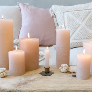 Chic Antique Macon Short Dinner Candle Nude Rustic 4 h