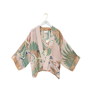 One Hundred Stars Short Kimono Crane Plaster Pink