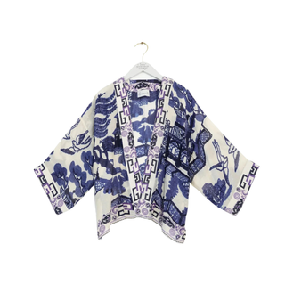 One Hundred Stars Short Kimono Giant Willow Blue