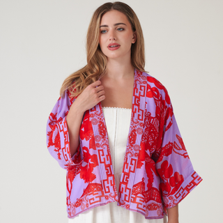 One Hundred Stars Short Kimono Giant Willow Violet