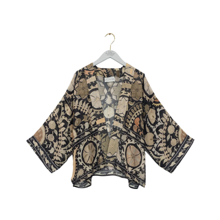 One Hundred Stars Short Kimono Susani Charcoal