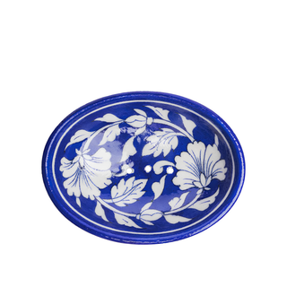 Ceramic Soap Dish White & Blue