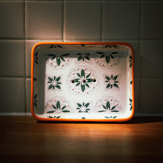 Soap Dish Tropical  Black White & Orange