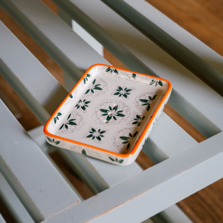 Soap Dish Tropical  Black White & Orange