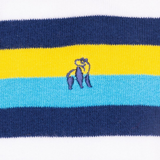 Swole Panda Men's Socks  Navy Yellow and Blue Striped